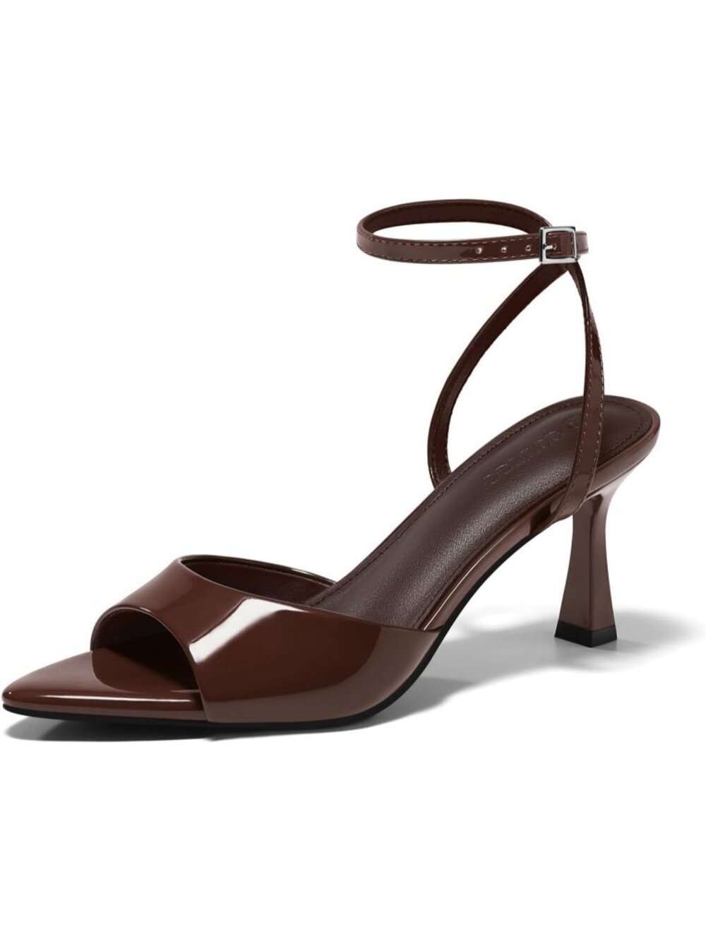 Women's Coffee Kitten Heels Pointed Open Toe Buckle Strap Summer Party Sandals